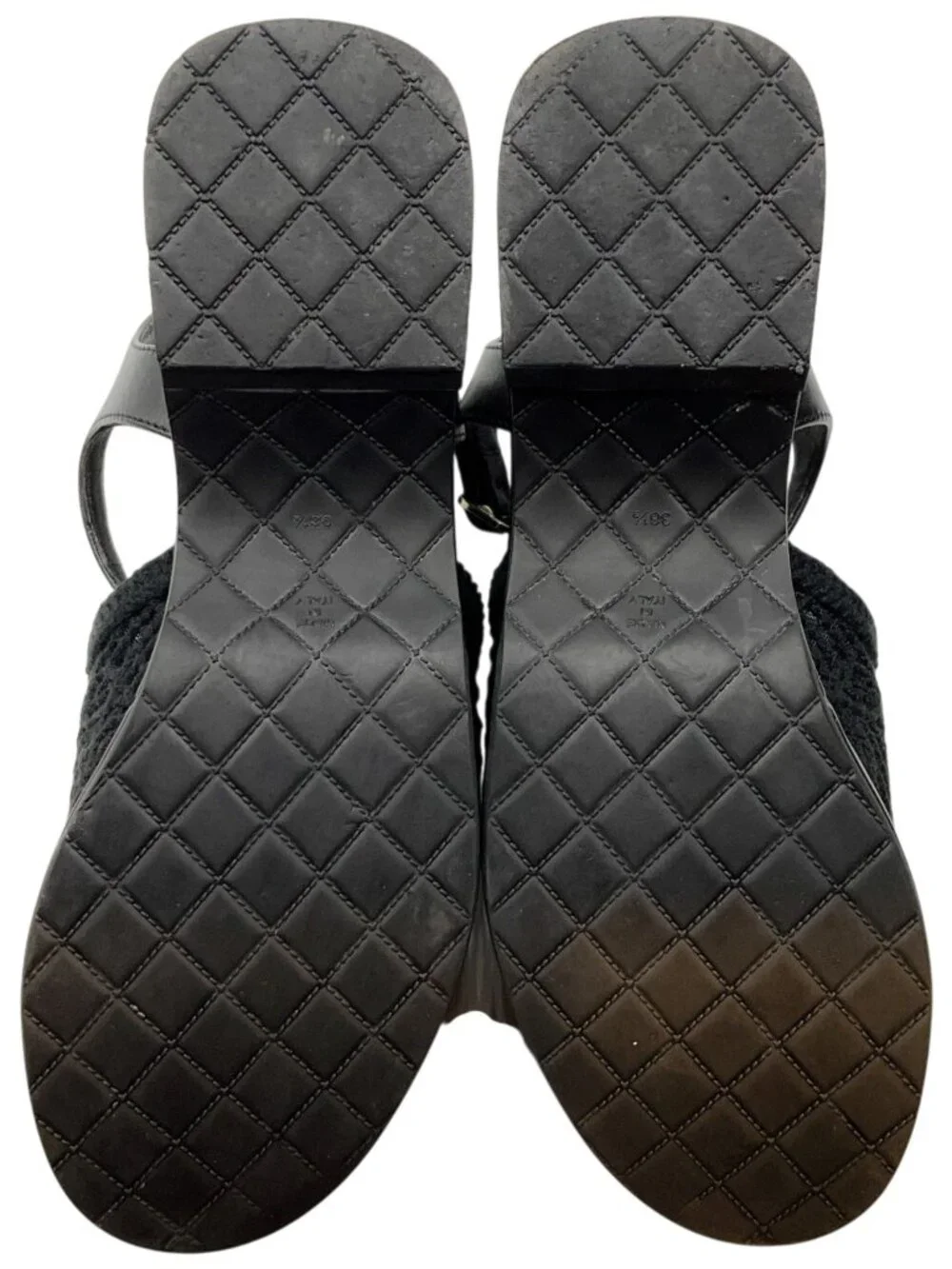 Chanel 2025 Black Mesh CC Logo Platform Sandals